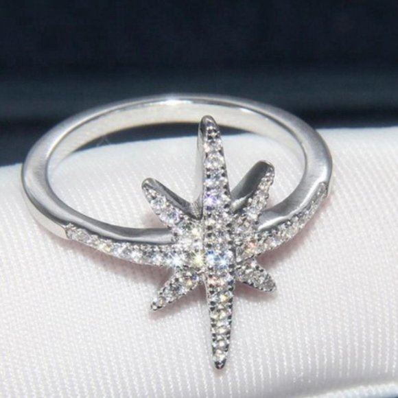 NEW 18K White Gold Diamond Shooting Star Ring - Picture 5 of 7